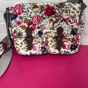 Floral Women's Bag with Brown Accents
